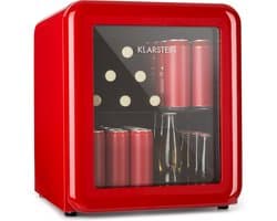 Klarstein PopLife Drankenkoeler - Minibar, Retro Koelkast, 0-10°C, slechts 39 dB, 48 L, milieuvriendelijk, dubbelwandige deur, retro design, rood — afbeelding 1