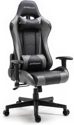 GTRacer Pro - Game Stoel - Gaming Stoel - Ergonomische Bureaustoel - Gamestoel - Verstelbaar - Gaming Chair - Zwart / Grijs — thumbnail 1