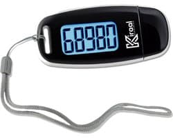 Kiraal Eenvoudige Stappenteller - 3D Technologie - Clip & Draagkoord - USB Opladen - Groot Scherm - Pedometer - Zwart