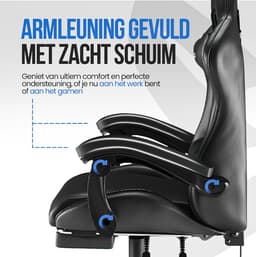 Avalo Gaming Stoel - Gamestoel Ergonomisch Verstelbaar - Bureaustoel - Gaming Chair voor Bureau - Zwart/Blauw — thumbnail 4