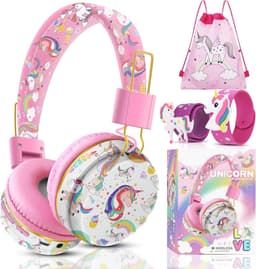 Draadloze hooftelefoon voor kinderen met eenhoorn ontwerp – Verstelbare Bluetooth hoofdtelefoon met microfoon — thumbnail 1