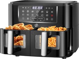 Equivera Dubbele Airfryer - Dubbele Mand - Dual Cook - Heteluchtfriteuse - Verschillende Programma's - Dual Zone - Mega — thumbnail 1