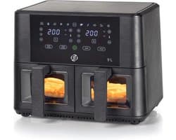 Equivera Dubbele Airfryer - Dubbele Mand - Dual Cook - Heteluchtfriteuse - Verschillende Programma's - Dual Zone - Mega