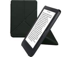 kwmobile e-reader hoesje geschikt voor Kobo Clara BW / Colour hoes - Ereader flip case met standaard - E reader cover van kunstleer - In donkergroen