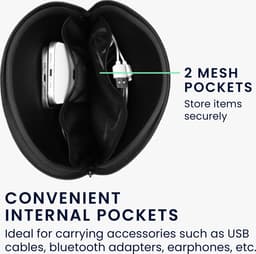 kwmobile headset hoes geschikt voor DOQAUS / H390 / WH-CH520 / WH-CH510 / Evolve 2 75 case - 23 x 21 cm - Neopreen koptelefoon cover - Hoofdtelefoon hoesje met vakjes in grijs — thumbnail 4