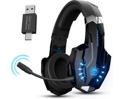 PHOINIKAS G9000 Max - 2.4GHz Draadloze Gaming Headset - met microfoon - Over-ear Koptelefoon - Nintendo Switch/PS4/PS5/PC - Zwart blauw