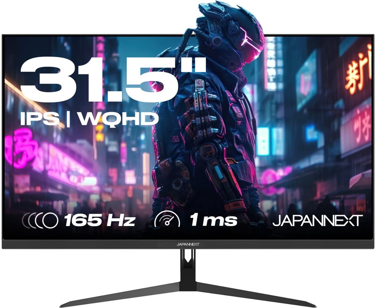 JAPANNEXT Gaming Monitor 31.5" IPS 2K WQHD (2560x1440) 165hz 1ms | JN-IPS3150WQHDR165 — afbeelding 1