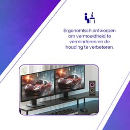 Xergonomic Game bureau – 127 x 127 x 74.4 cm – Hoekbureau - Game tafel - LED-Verlichting - Gaming Desk – 2 EU stopcontacten & 2 USB-poorten ingebouwd – Zwart — thumbnail 5