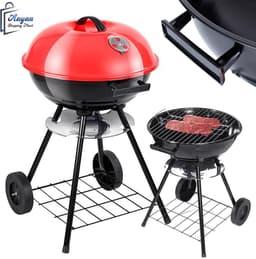 Ronde Houtskool Barbecue met Deksel & Wieltjes – Vergrendelbaar & Draagbaar! bbq grill - barbecues - barbecue accessoires - barbecue houtskool - barbecue hoes - 51819 — thumbnail 1