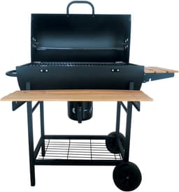 XXL Houtskoolbarbecue op Wielen – Met Deksel, Thermometer & 3 Verstelbare Roosters – Ruim Grilloppervlak – Incl. Zijtafels & Aslade – Smoker Barbecue - Ideaal voor de Tuin — thumbnail 1