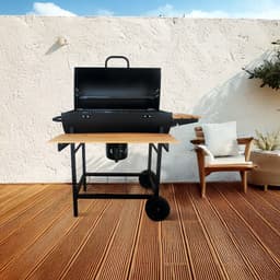 XXL Houtskoolbarbecue op Wielen – Met Deksel, Thermometer & 3 Verstelbare Roosters – Ruim Grilloppervlak – Incl. Zijtafels & Aslade – Smoker Barbecue - Ideaal voor de Tuin — thumbnail 3