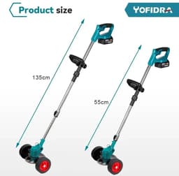 Grasmaaier - Grastrimmer Elektrische Grastrimmer – Elektrische Grasmaaier – 2 Batterijen – EU Stekker – 1500W – 125mm Snijblad – Voor Gazon – Onkruid – Tuin – Snoeien – Compact – Lichtgewicht – Telescopisch – Oplader Inbegrepen — thumbnail 5