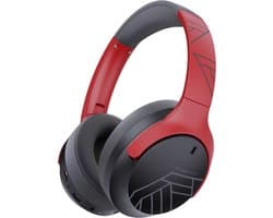 PowerLocus Boom - Koptelefoon Bluetooth - 60 uur batterijduur – Over Ear Koptelefoon Draadloos – 4 EQ-modi - Met Microfoon - Grijs/Rood