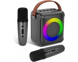 Sounix Draagbare Karaoke set - Incl. 2 draadloze microfoons - Bluetooth Speaker - Zwart