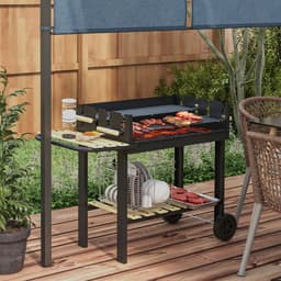 Premie Houtskool barbecue - 2 grillvlakken- Grilloppervlak 113 x 53,5 x 82,5 cm - BBQ voor buiten, tuin - Zwart — thumbnail 2