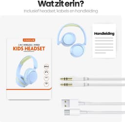 Xssive WKH02 Koptelefoon Kinderen - Bluetooth 5.4 - Kinder Koptelefoon Draadloos, Microfoon & Volumebegrenzing - Vanaf 2 jaar - Verstelbaar - Blauw — thumbnail 8