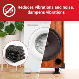 Anti Trillingsmat Wasmachine - en Wasdroger - Geluidsdempende Antislip Mat - Rubber Mat Trillingsdempers - Trillingsdempers wasmachine – Extra dik - Voetjes wasmachine & droger - Wasmachine demper – Anti trillings - vibratie - dempers pads – Antislip — thumbnail 5