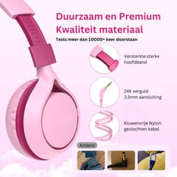 CRLYN® Koptelefoon Kinderen met Draad - Gaming Headset - Roze — thumbnail 3