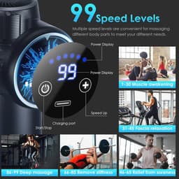 Spiermassagepistool met 99 instelbare niveaus en 8 koppen - LCD-display en stil ontwerp voor spierpijnverlichting — thumbnail 2