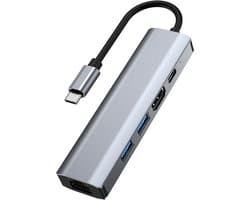 VEXON - 5-in-1 USB-C Hub voor MacBook M1 Pro/Air met RJ45 Ethernet - 2 USB-C Poorten - USB-C Dock voor iPad Pro M1 Dell XPS Windows