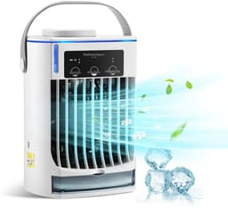 DrPhone EcoBreeze MultiFlow - Multifunctionele Koelventilator – Draagbaar En Compact – Met Drie Windsnelheden – 500ML Watertank – Ingebouwde Schoonmaak Filter - Wit — thumbnail 1