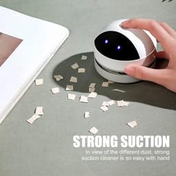 Mini desktop stofzuiger - USB oplaadbaar en draadloos - hoge zuigkracht voor bureau, kantoor, auto, kussen en toetsenbord - wit — thumbnail 5