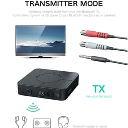 Bluetooth Transmitter & Receiver 2 in 1 - BT 5.0 - 3.5MM AUX / RCA - Bluetooth Zender - Bluetooth Ontvanger - Bluetooth Transmitter - Bluetooth Receiver - met RCA kabel - zwart — thumbnail 5