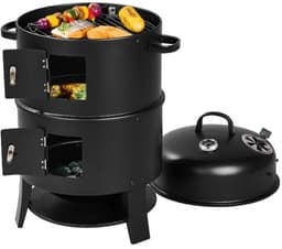 GRILLMEISTER Barbecue - Roken Stomen & Grillen! - 3 In 1 BBQ - Met Themometer - Robuuste Houtskool BBQ — thumbnail 3