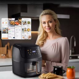 8L Airfryer - 1350W - met heteluchtcirculatiesysteem - uittrekbare frituurmand - oververhittingsbeveiliging - zwart — thumbnail 4