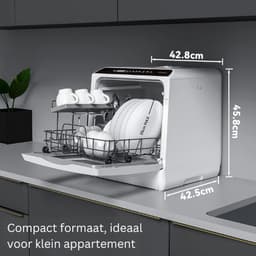 Mini-vaatwasser - 4 Couverts - 5 Programma's - Vrijstaand - Compact - Wit - te gebruiken met en zonder wateraansluiting — thumbnail 3