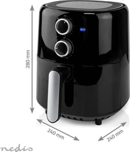 Nedis Airfryer – 3L – Heteluchtfriteuse – Gezond Frituren – Tijdschakelaar – Analoog – Compact – Zwart — thumbnail 6
