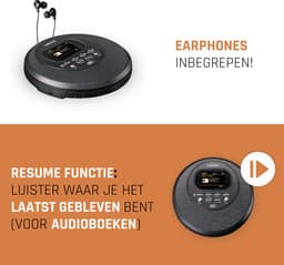 Lenco CD-500BK - Draagbare CD-speler met DAB en FM - Bluetooth - Zwart — thumbnail 2