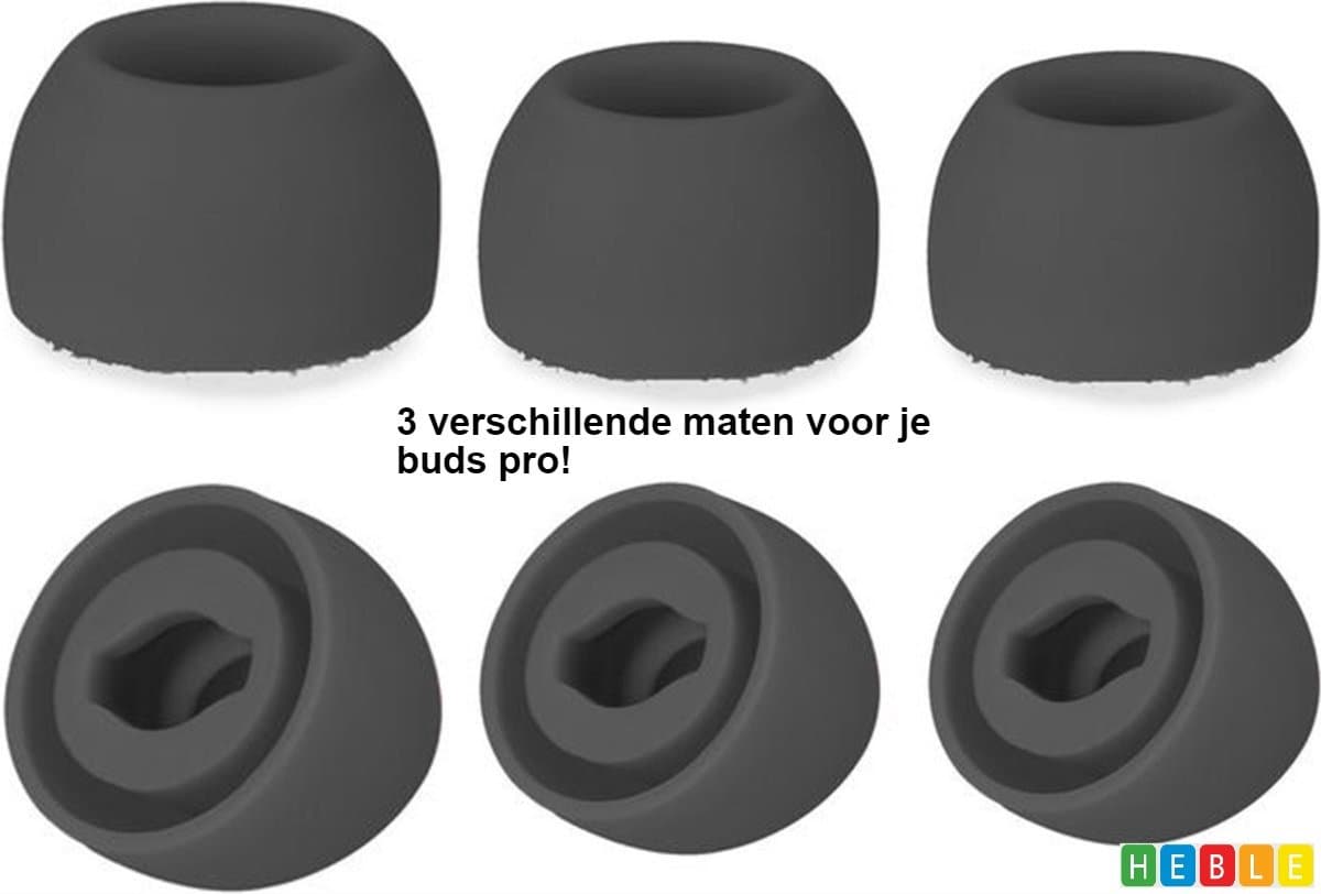 *** Vervangende Oordopjes geschikt voor Samsung Galaxy Buds Pro - Zwart - 3 paar - 3 maten - S/M/L - Past altijd - Earplug - Music - van Heble® *** — afbeelding 1