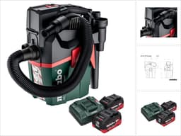 Metabo AS 18 L PC Compact accustofzuiger 18 V 6 l IPX4 stofklasse L nat en droog + 2x accu 10,0 Ah + oplader — thumbnail 1