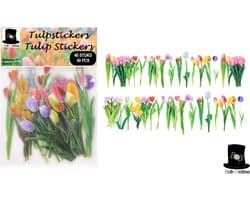 Bob Online™ 40 Stuks - Tulpstickers - PET Materiaal - Scrapbook Stickers - Journal Stickers - Card Making Stickers - Laptop Stickers - Tulp Transparant PET Stickers - 20 Ontwerpen – 40 Pieces - Transparent PET Tulip Stickers – 20 Designs - Bloemen