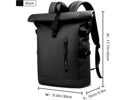 Grote Capaciteit Rol Rugzak voor Dames en Heren - Laptoptas - Rolltop Rugzak Heroïsche Ridder Rugzak Waterdichte Rugzak Rol-Top Zwart - Rugtas en fietstas in 1 - laptop Rugtas - Werktas - Backpack Rugzak - Reistassen - Rugzak Tas Met Usb-Poort