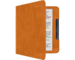 Hoes Geschikt voor Kobo Libra Colour Leren Hoesje Bookcase Cover Book Case Hoes Sleepcover Leer - Bruin