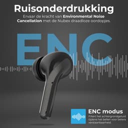 Nubex® Draadloze Oordopjes met Oplaadcase - Bluetooth 5.3 - Oordopjes Draadloos - Sport Earbuds - ENC - Oortjes draadloos - Zwart — thumbnail 5