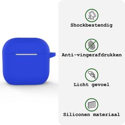 Case - Geschikt voor Apple AirPods 4 - Siliconen Hoes met Clip - Silicone Hoesje Cover - Blauw — thumbnail 3
