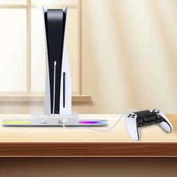 YONO Verticale Standaard geschikt voor Playstation PS5 - Digital - Disc - Slim - Pro - met Verlichting - Voet - Houder - Wit — thumbnail 3