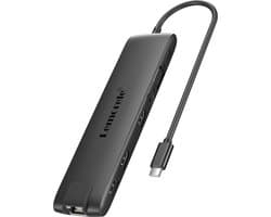 Lemorele TC96 USB-C 13-in-1 Docking Station - Dual HDMI, VGA, USB 3.1, Ethernet, SD/TF, Audio & 100W PD Opladen