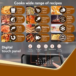 Royalty Line® AFO12601 Airfryer Oven - Airfryer XXL - 12 Liter Heteluchtoven met 12 Programma's - Touch Display Heteluchfriteuse - 1800W - Zwart / RVS — thumbnail 15