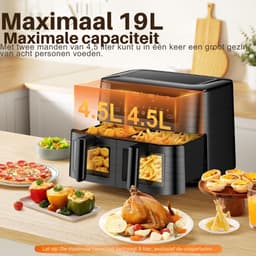 Dual Zone Heteluchtfriteuse 9L XL 2 Laden 9 in 1 Touchscreen Smart Timerfunctie Gezond Koken Zonder Olie — thumbnail 7