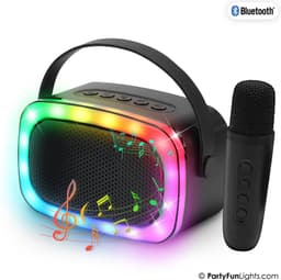 PartyFunLights mini karaoke set party speaker met microfoon zwart - Discoverlichting - Draadloos - Voor volwassenen en kinderen — thumbnail 4