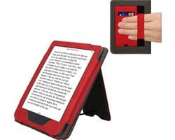 kwmobile flip cover voor e-reader - geschikt voor Kobo Clara BW / Colour - Van imitatieleer en -suède - In rood / donkergrijs