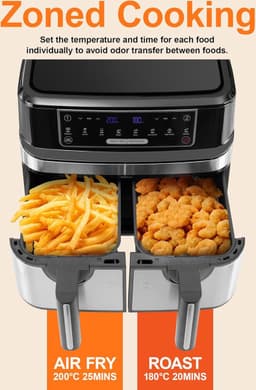 Dubbele Airfryer - Dubbele Mand - Dual Cook - Heteluchtfriteuse — thumbnail 4