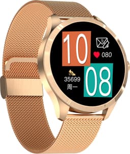 Belesy® Y4 Pro 2022 - Smartwatch Dames - Smartwatch Heren - Android - IOS - Horloge - 1.28 inch - Kleurenscherm - Stappenteller - Bloeddruk - Hartslag - 75+ Wijzerplaten - Sporten - Staal - Goud - Moederdag — thumbnail 2