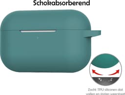 Hoesje Geschikt voor Apple AirPods Pro 2 - Siliconen Hoes met Clip - Silicone Case Cover - Donkergroen — thumbnail 3
