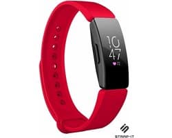 Siliconen Smartwatch bandje - Geschikt voor Fitbit Inspire / Inspire HR / Inspire 2 silicone band - rood - Strap-it Horlogeband / Polsband / Armband - Maat: Maat L