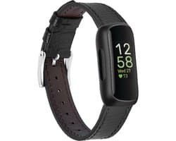 Leer Smartwatch bandje - Geschikt voor Fitbit Inspire 3 leren bandje - zwart - Strap-it Horlogeband / Polsband / Armband